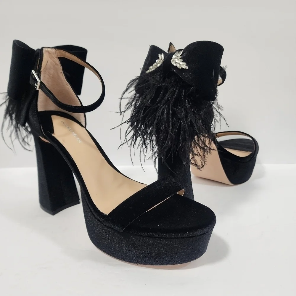Antonio Melani Womens Luxurious Janie Velvet Platform Sandals Party Size 9.5